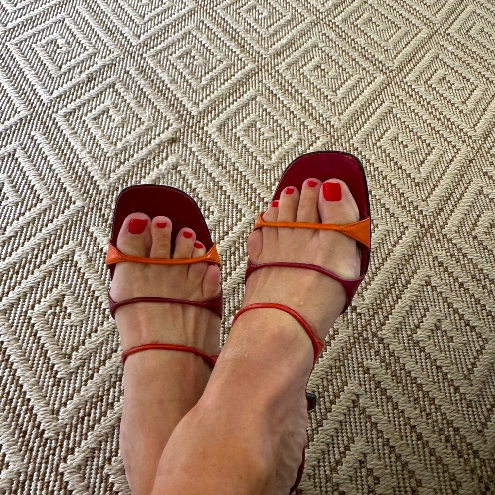 Sigerson Morrison Red and Orange Sandals with Modern Straps